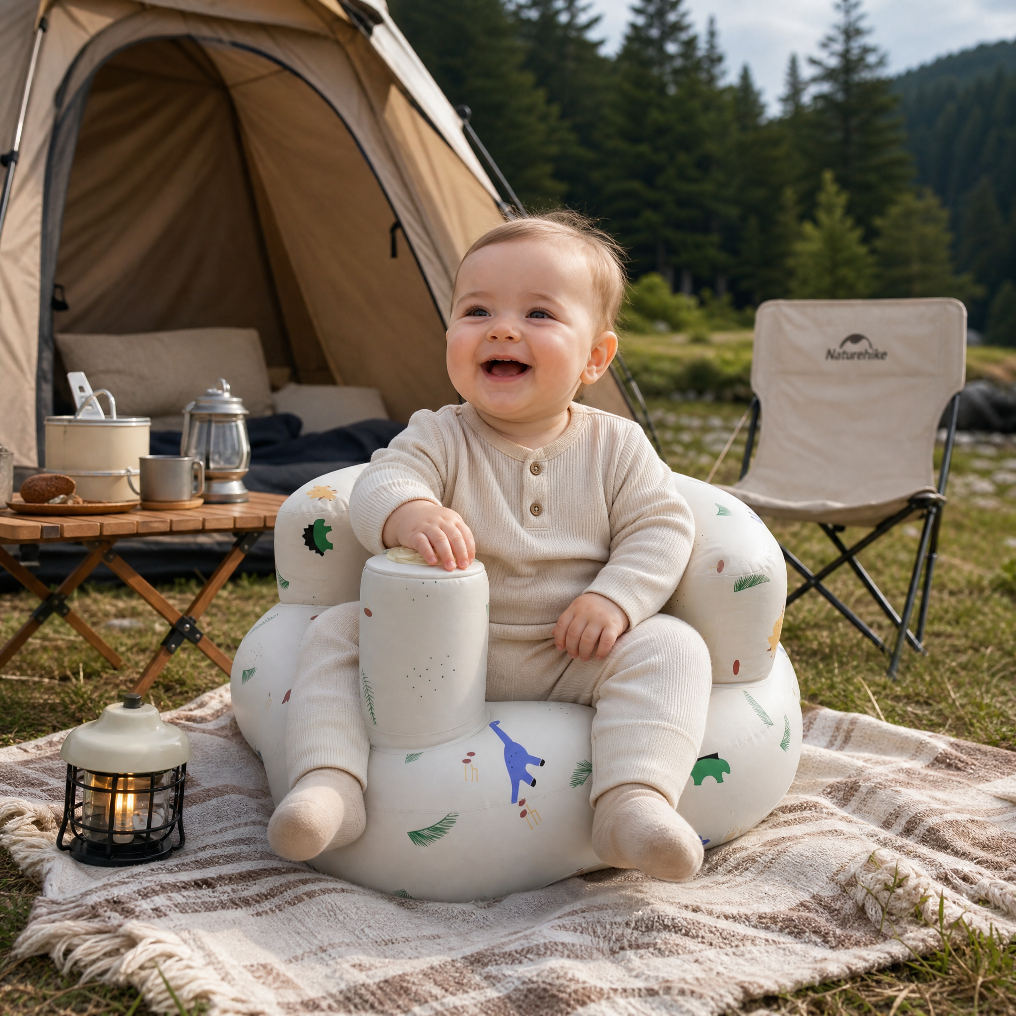 Inflatable Baby Seat with Built-in Pump（No Headrest）
